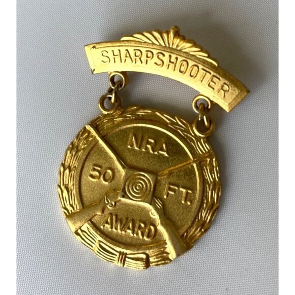 Vintage Sharpshooter NRA 50 Ft Award Medal By Blackinton - Picture 2 of 4